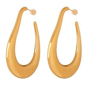 hoop earring, oval gold hoop earring, vintage hoop  elegance earring